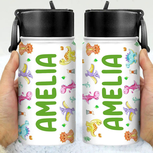 Custom Name Back To School Gift For Grandkid Kid Water Bottle With Straw