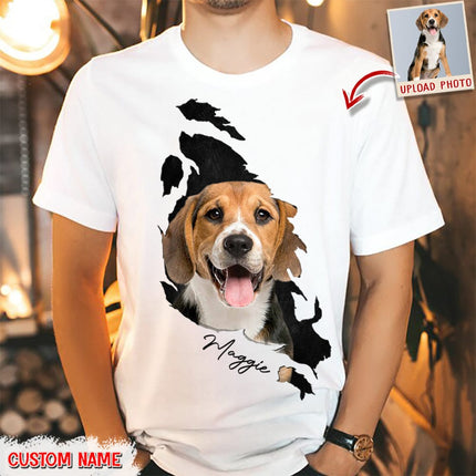 Custom Photo Dog Cat Behind The Scratch Pet Shirt