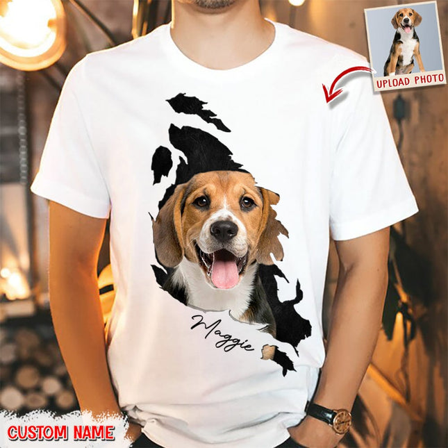 Custom Photo Dog Cat Behind The Scratch Pet Shirt