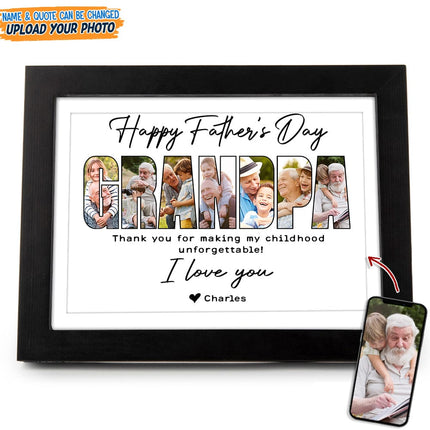 Custom Photo Happy Father's Day Grandpa Picture Frame