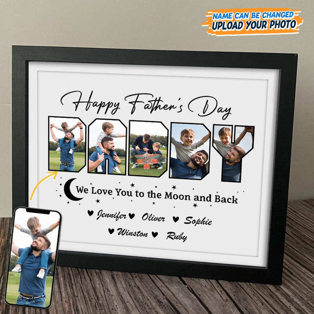 Custom Photo Happy Father's Day We Love You To The Moon And Back Picture Frame