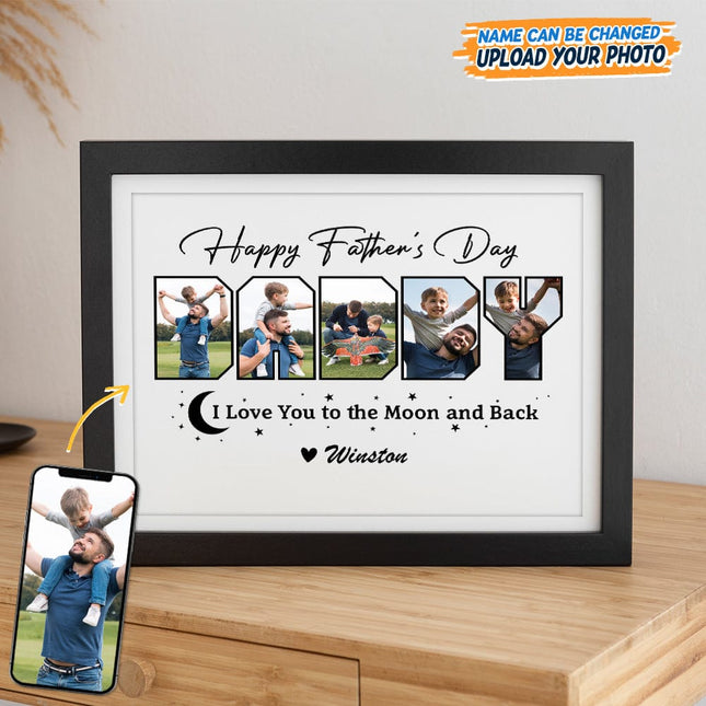 Custom Photo Happy Father's Day We Love You To The Moon And Back Picture Frame