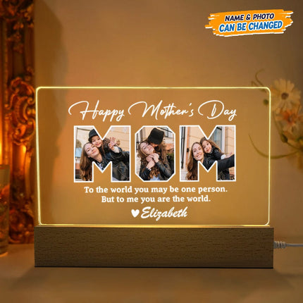 Custom Photo Happy Mother's Day Acrylic Plaque LED Night Light