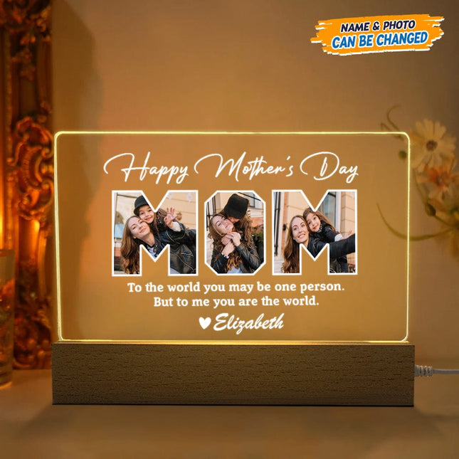 Custom Photo Happy Mother's Day Acrylic Plaque LED Night Light
