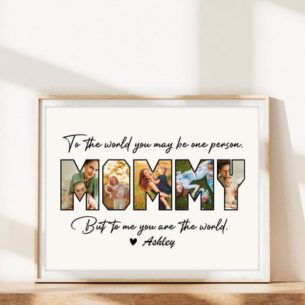 Custom Photo Happy Mother's Day Mom To Us You Are The World Family Picture Frame