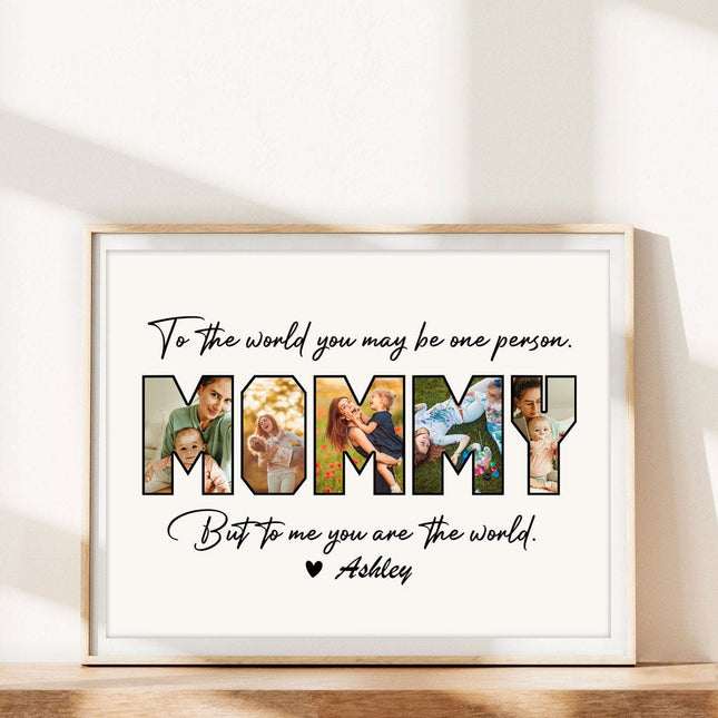 Custom Photo Happy Mother's Day Mom To Us You Are The World Family Picture Frame