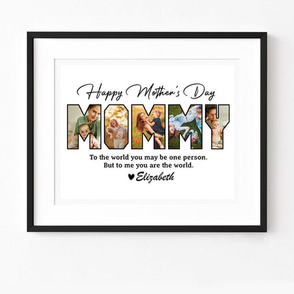 Custom Photo Happy Mother's Day Mom To Us You Are The World Family Picture Frame