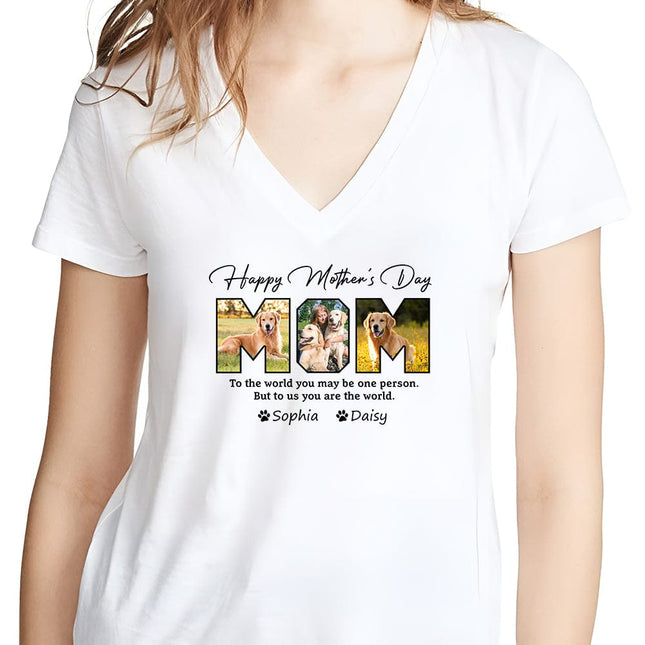 Custom Photo Happy Mother's Day To Dog Mom Bright Shirt