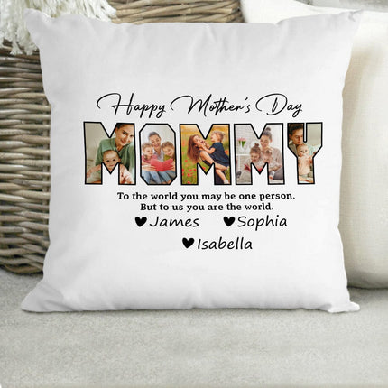 Custom Photo Happy Mother's Day To My World Pillow