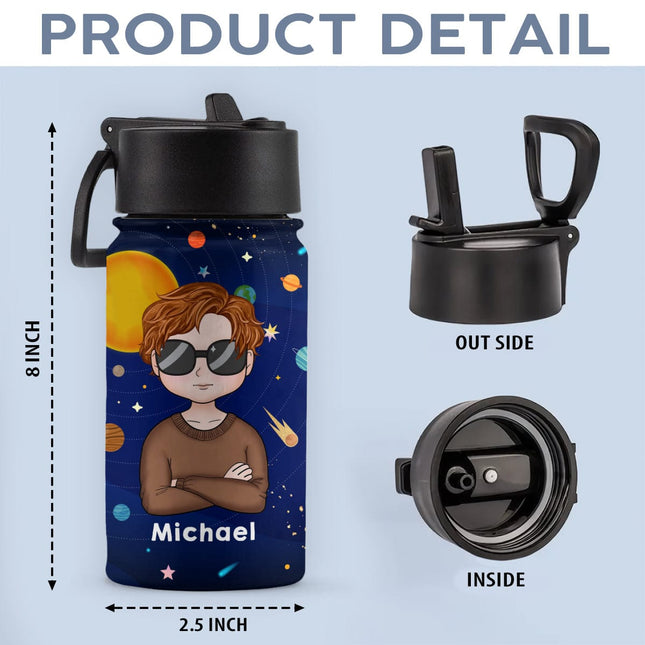 Custom Photo I Am Enough Back To School Gift For Grandkid Kid Water Bottle With Straw