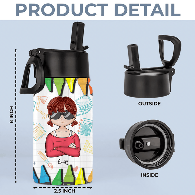 Custom Photo I'm Ready To Crush Second Grade Back To School Gift Kid Water Bottle With Straw