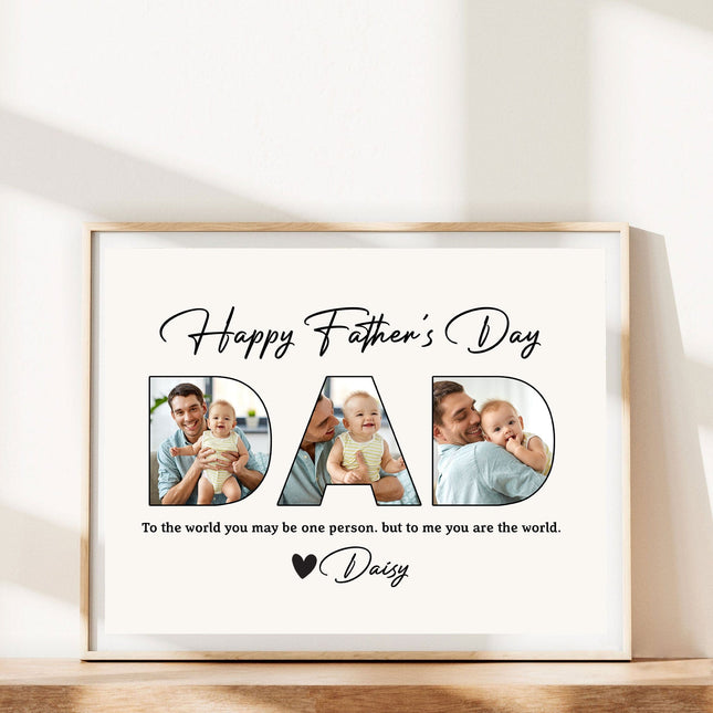 Custom Photo To Me You Are The World Father's Day Color Picture Frame