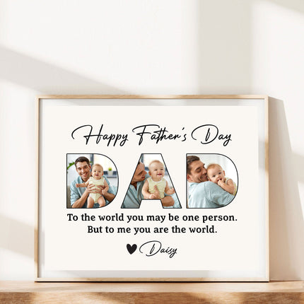 Custom Photo To Me You Are The World Father's Day Color Picture Frame