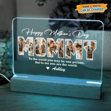 Custom Photo Happy Mother's Day Acrylic Plaque LED Night Light