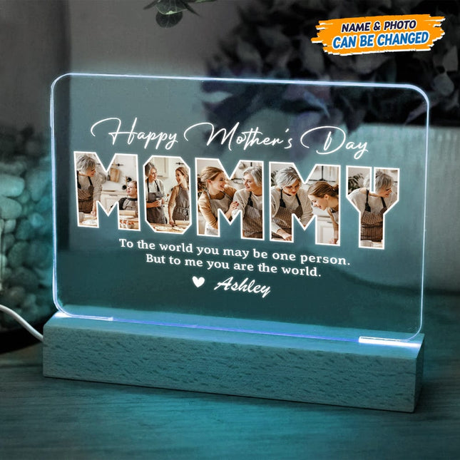 Custom Photo Happy Mother's Day Acrylic Plaque LED Night Light