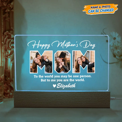 Custom Photo Happy Mother's Day Acrylic Plaque LED Night Light