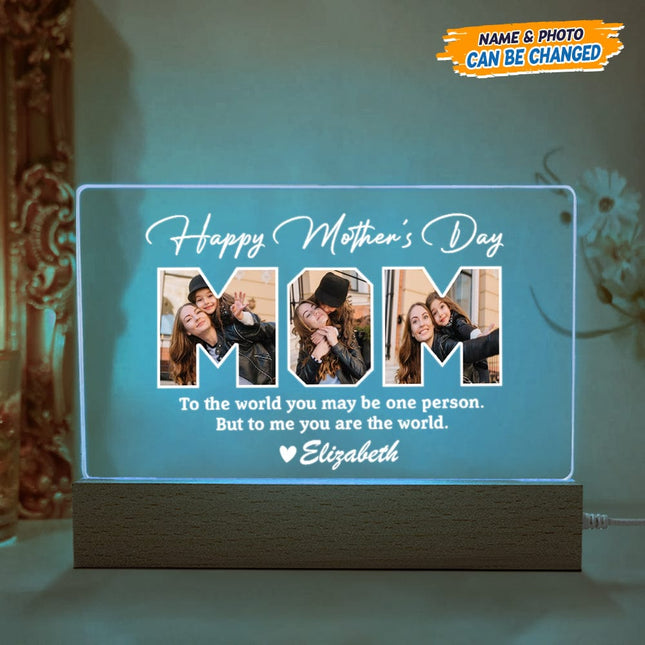 Custom Photo Happy Mother's Day Acrylic Plaque LED Night Light