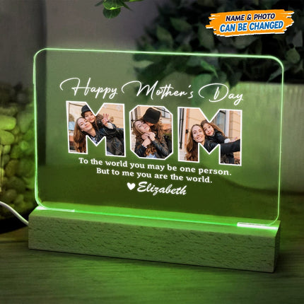 Custom Photo Happy Mother's Day Acrylic Plaque LED Night Light
