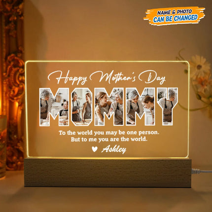 Custom Photo Happy Mother's Day Acrylic Plaque LED Night Light