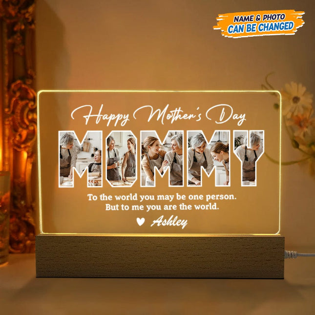 Custom Photo Happy Mother's Day Acrylic Plaque LED Night Light