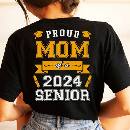 Proud Mom Of A Graduate Personalized Custom Backside Graduation Senior Shirt
