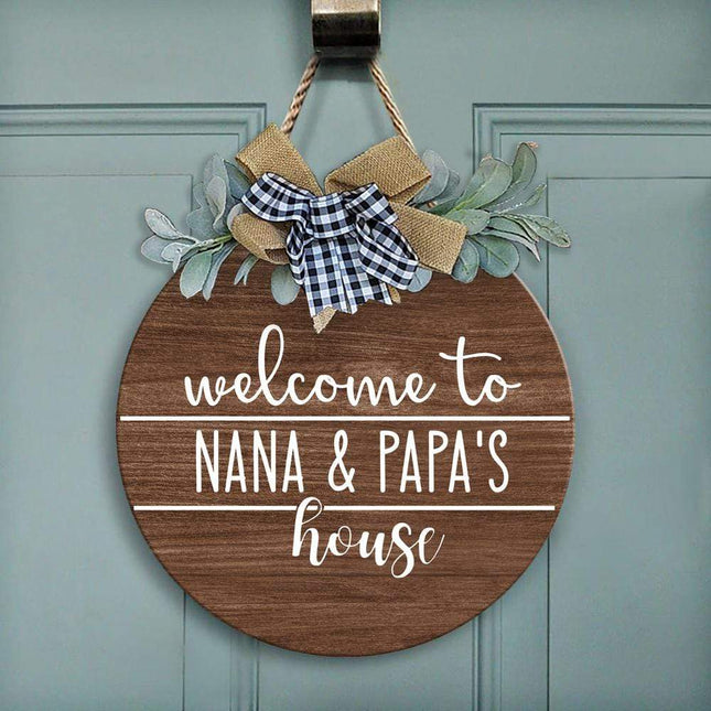 Welcome to Grandpa & Grandma's House Door Hanger, Door Sign Gift For Family