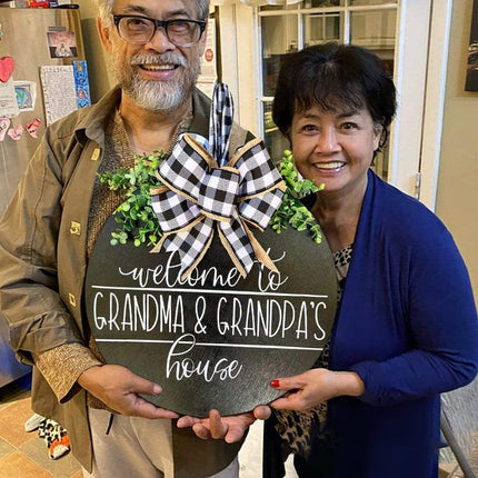 Welcome to Grandpa & Grandma's House Door Hanger, Door Sign Gift For Family