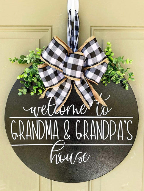Welcome to Grandpa & Grandma's House Door Hanger, Door Sign Gift For Family