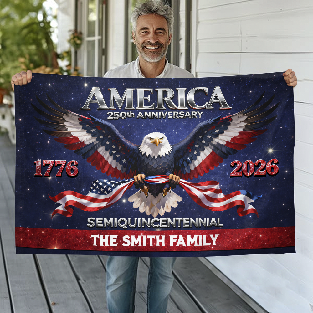 Personalized Eagle America 250th Birthday House Flag CH07