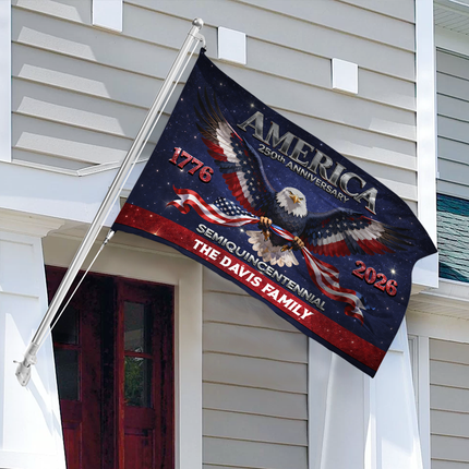 Personalized Eagle America 250th Birthday House Flag CH07