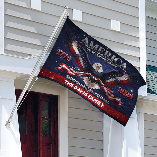 Personalized Eagle America 250th Birthday House Flag CH07