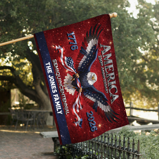 Personalized Eagle America 250th Birthday House Flag CH07