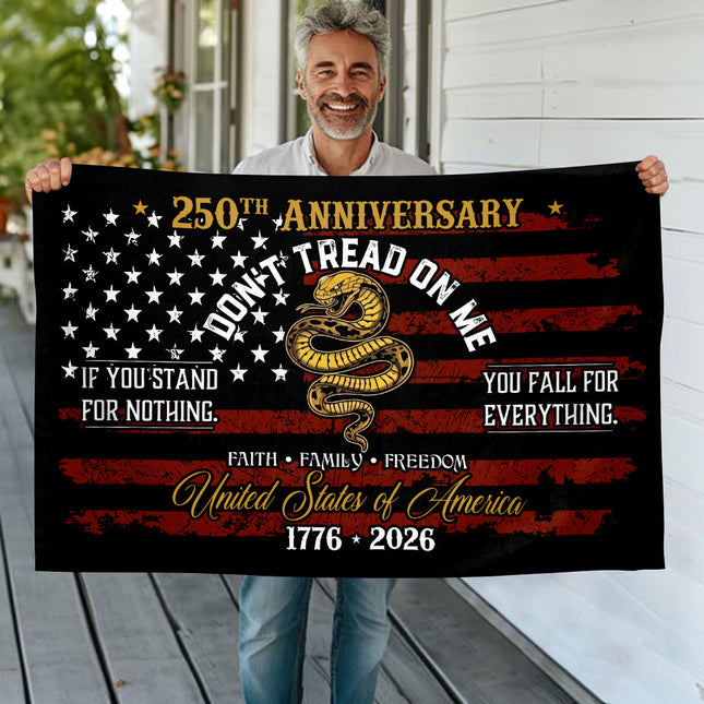 USA 250th Anniversary House Flag ? Don?t Tread On Me Patriotic Design