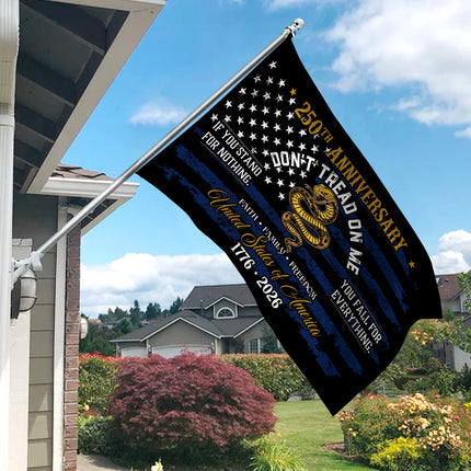 USA 250th Anniversary House Flag ? Don?t Tread On Me Patriotic Design