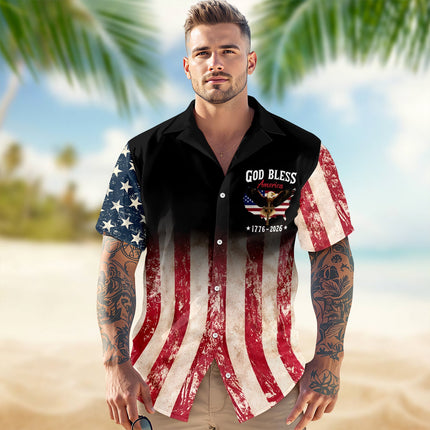 Patriotic 250th Anniversary God Bless America Eagle 1776–2026 Hawaii Shirt