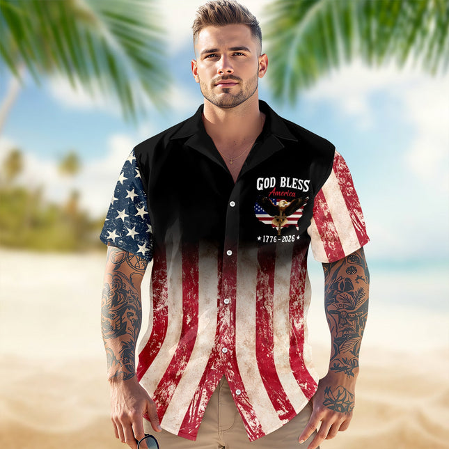 Patriotic 250th Anniversary God Bless America Eagle 1776–2026 Hawaii Shirt