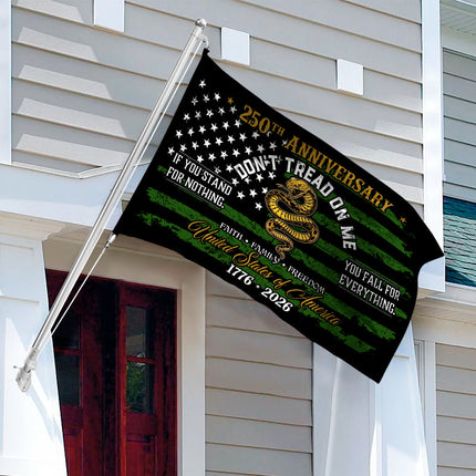 USA 250th Anniversary House Flag ? Don?t Tread On Me Patriotic Design