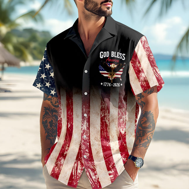 Patriotic 250th Anniversary God Bless America Eagle 1776–2026 Hawaii Shirt