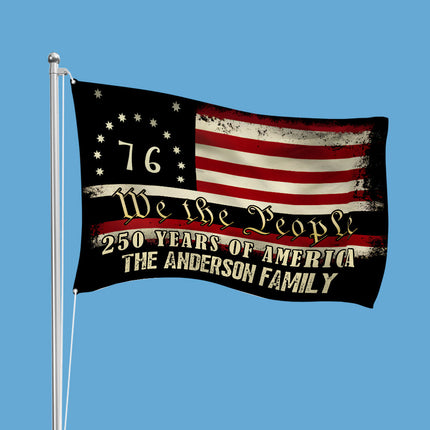 Custom Family Name We The People - 250 Years Of America Banner House Flag