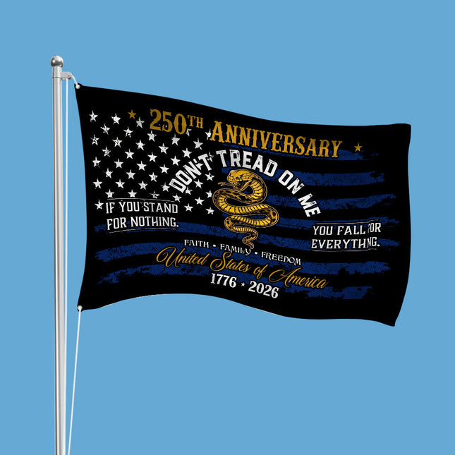 USA 250th Anniversary House Flag ? Don?t Tread On Me Patriotic Design