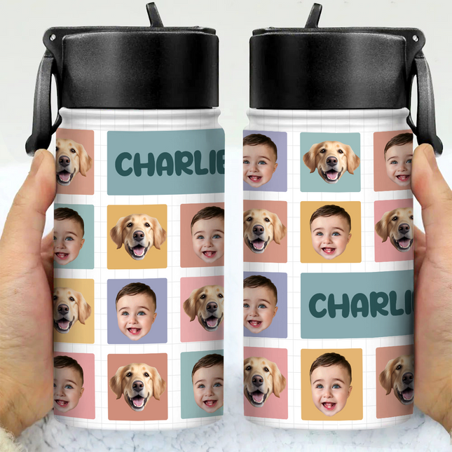 Custom Photo And Name For Kid Back To School Water Bottle
