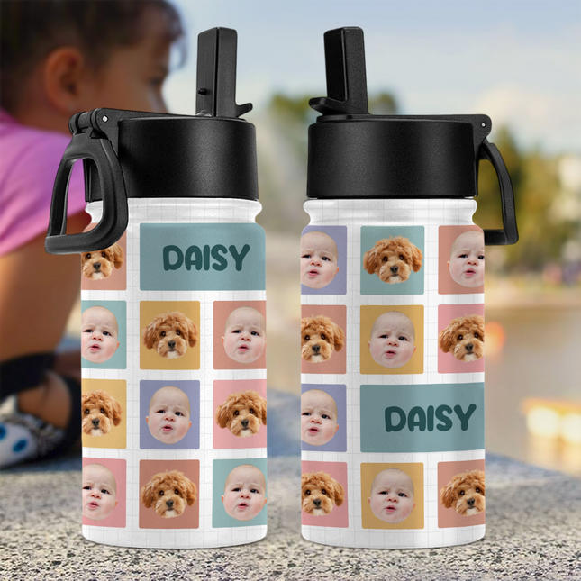 Custom Photo And Name For Kid Back To School Water Bottle