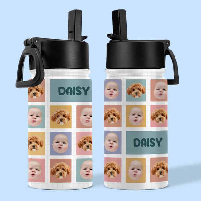 Custom Photo And Name For Kid Back To School Water Bottle