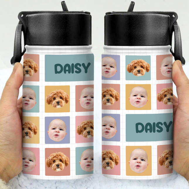 Custom Photo And Name For Kid Back To School Water Bottle