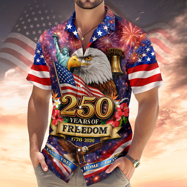 America Land of The Free Home of The Brave 250 Years of Freedom Hawaiian Shirt