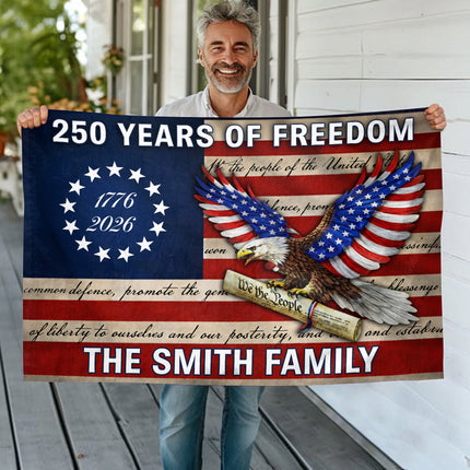 Custom Family Name USA 250 Years of Freedom House Flag