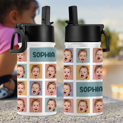 Custom Photo And Name For Kid Back To School Water Bottle