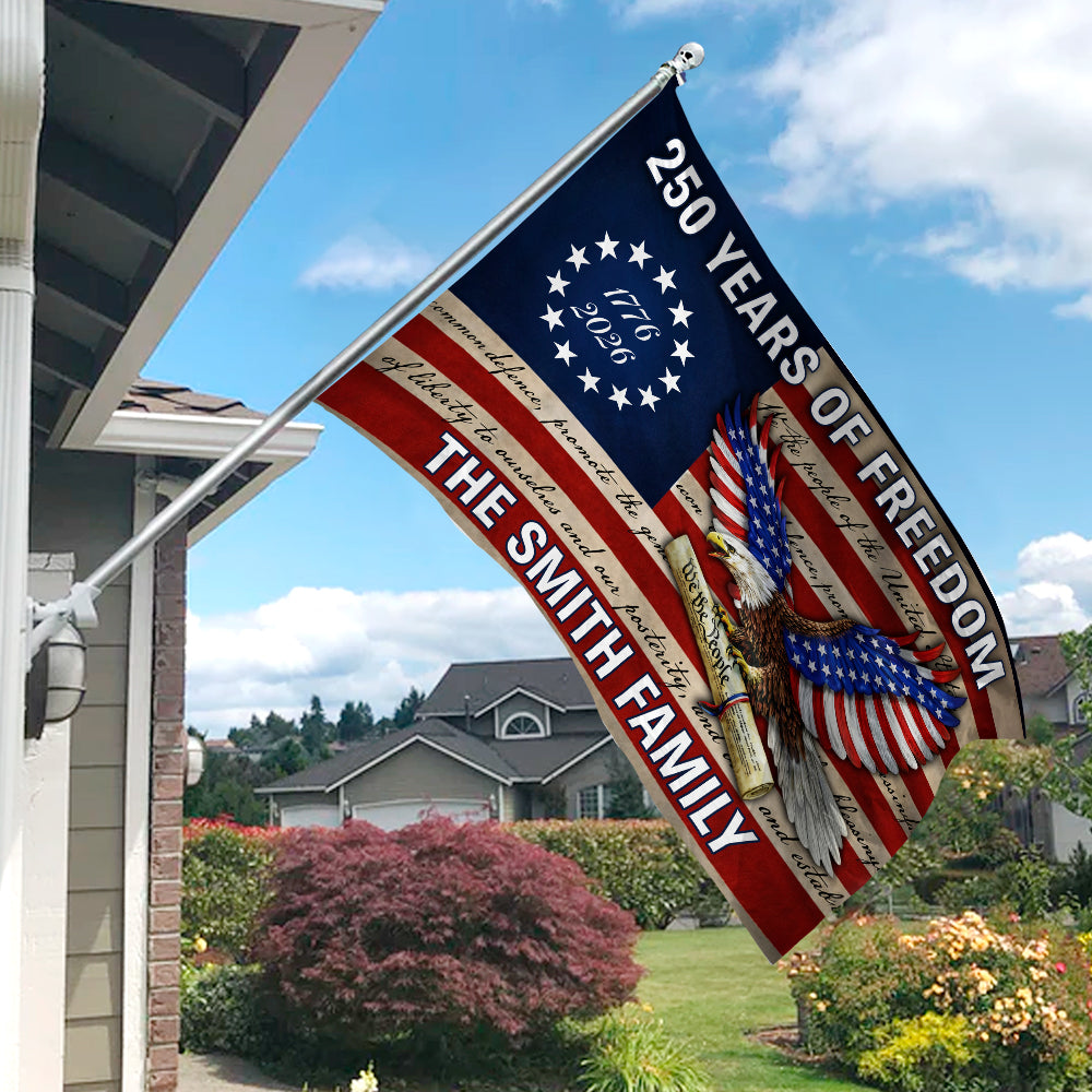 Custom Family Name USA 250 Years of Freedom House Flag