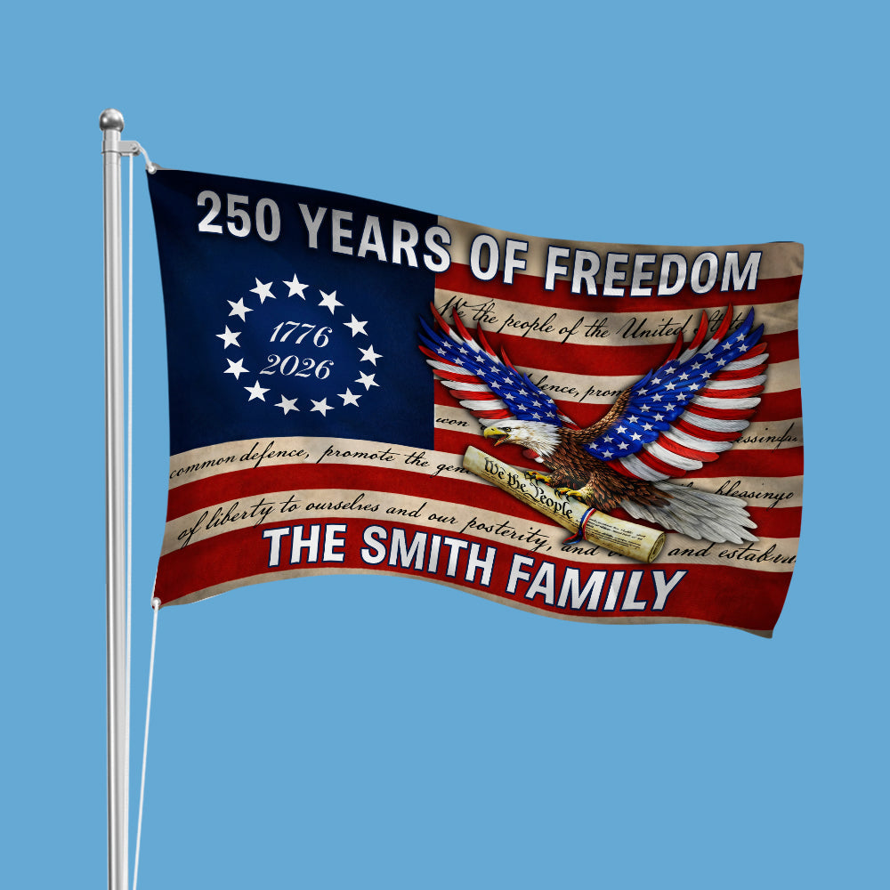 Custom Family Name USA 250 Years of Freedom House Flag