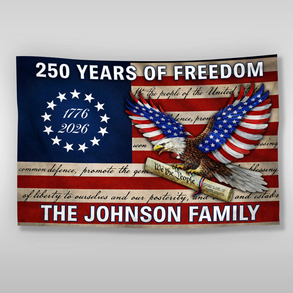 Custom Family Name USA 250 Years of Freedom House Flag
